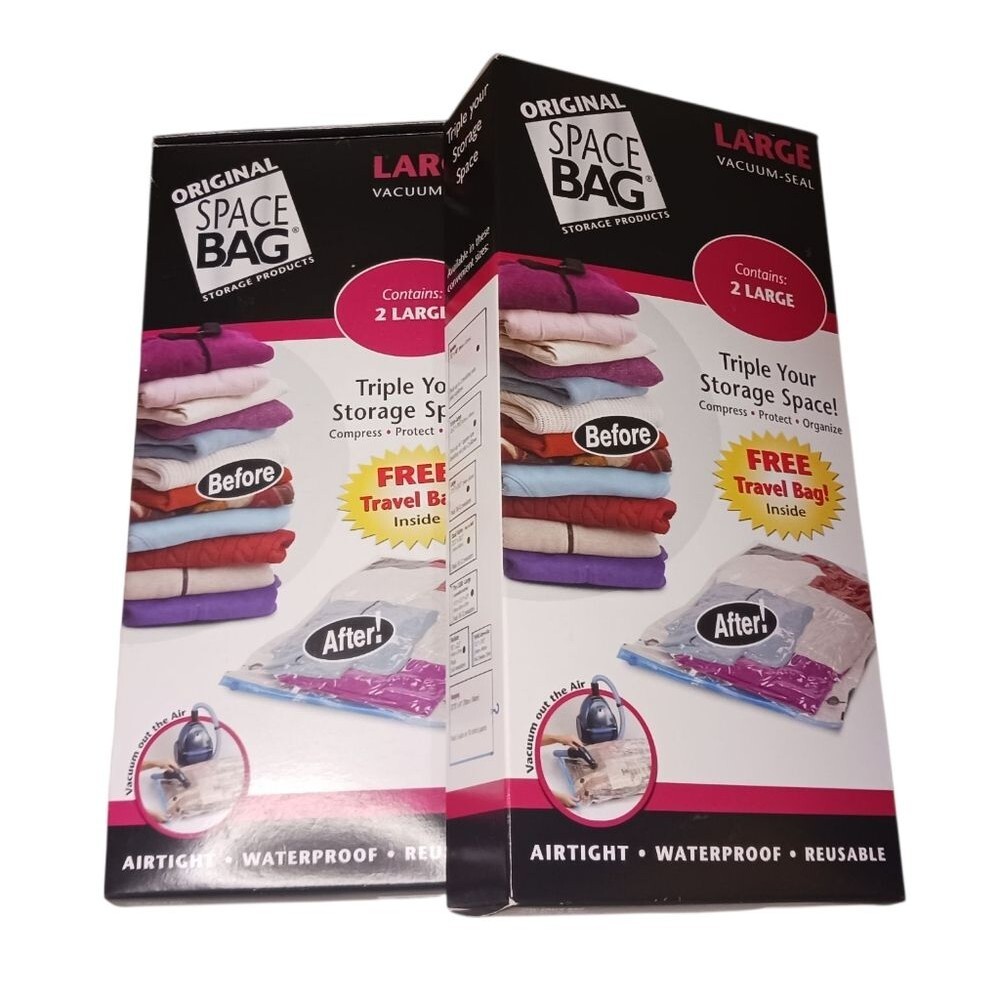 Large Vacuum-Seal Storage Bags + A Free Travel Bag.  2 Box Bundle NIB